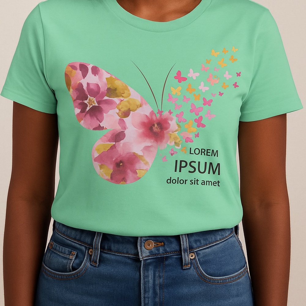 Green Butterfly Graphic T-Shirt